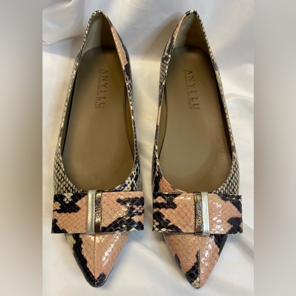 ANYI LU Snakeskin Italian Flats Fall vibes - Picture 1 of 5